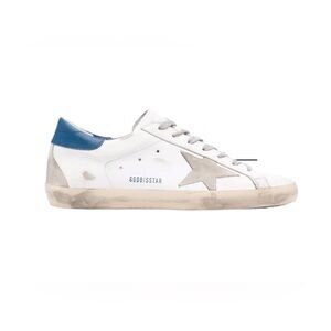 Golden Goose White and Gray Sneakers with Blue Heel